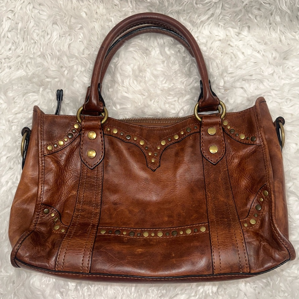 FRYE STUDDED Melissa leather western bag studs handbag RARE